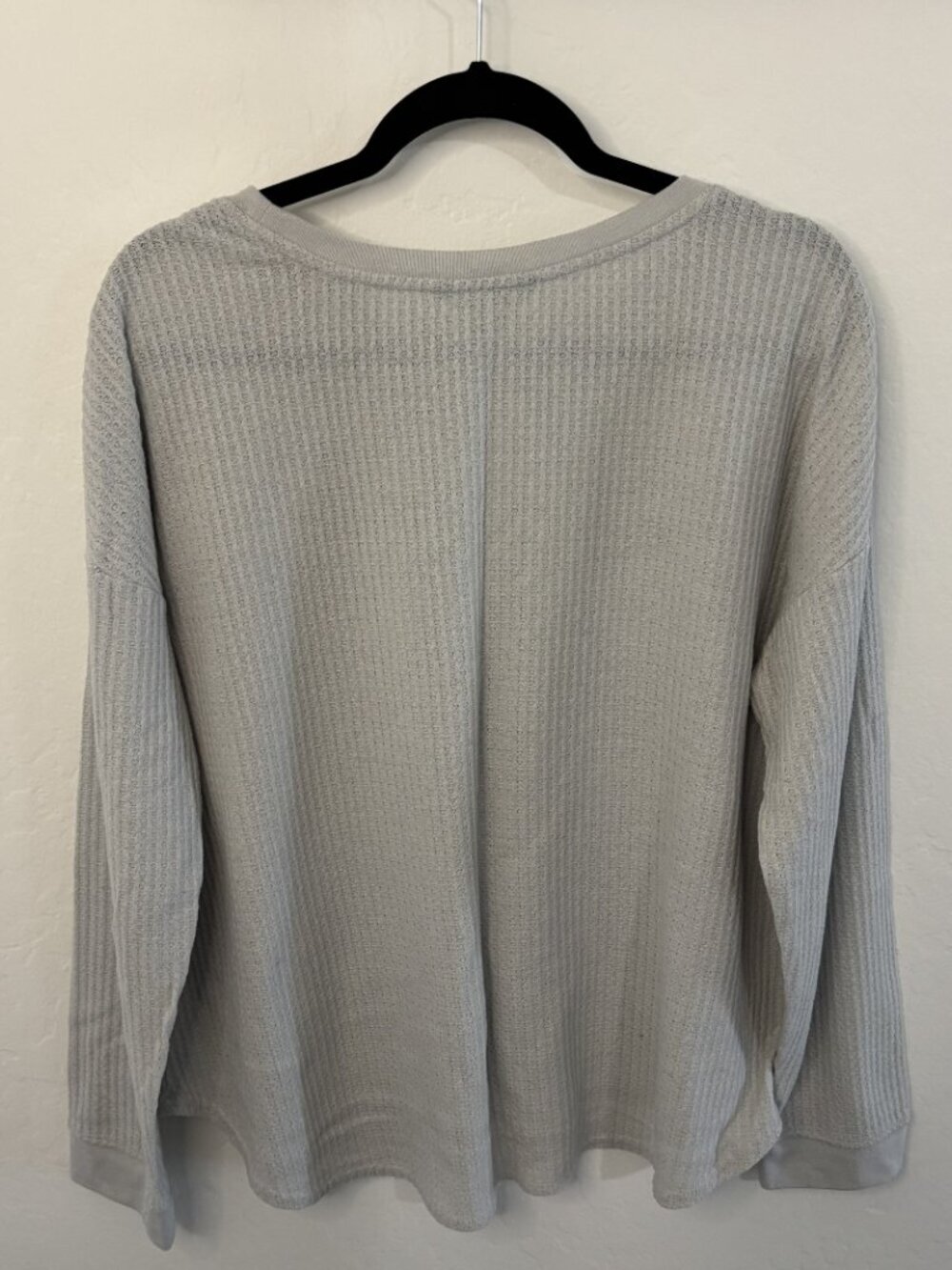 Dip Sleepwear Gray Waffle Knit Long Sleeve Crewneck Lounge Top | Size XL - Picture 3 of 3